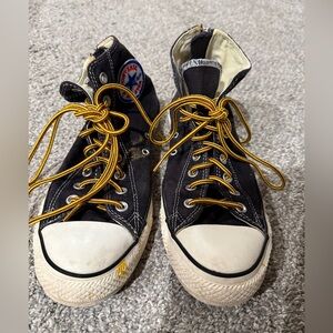 Converse Black High-Top Sneakers with Yellow Laces